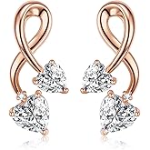 Earrings for Women, S925 Sterling Silver Birthstone Heart Studs Earring for Girlfriend Wife, Anniversary Birthday Christmas Valentines Mothers Day Gifts Jewelry for Womens Wife Her Mom