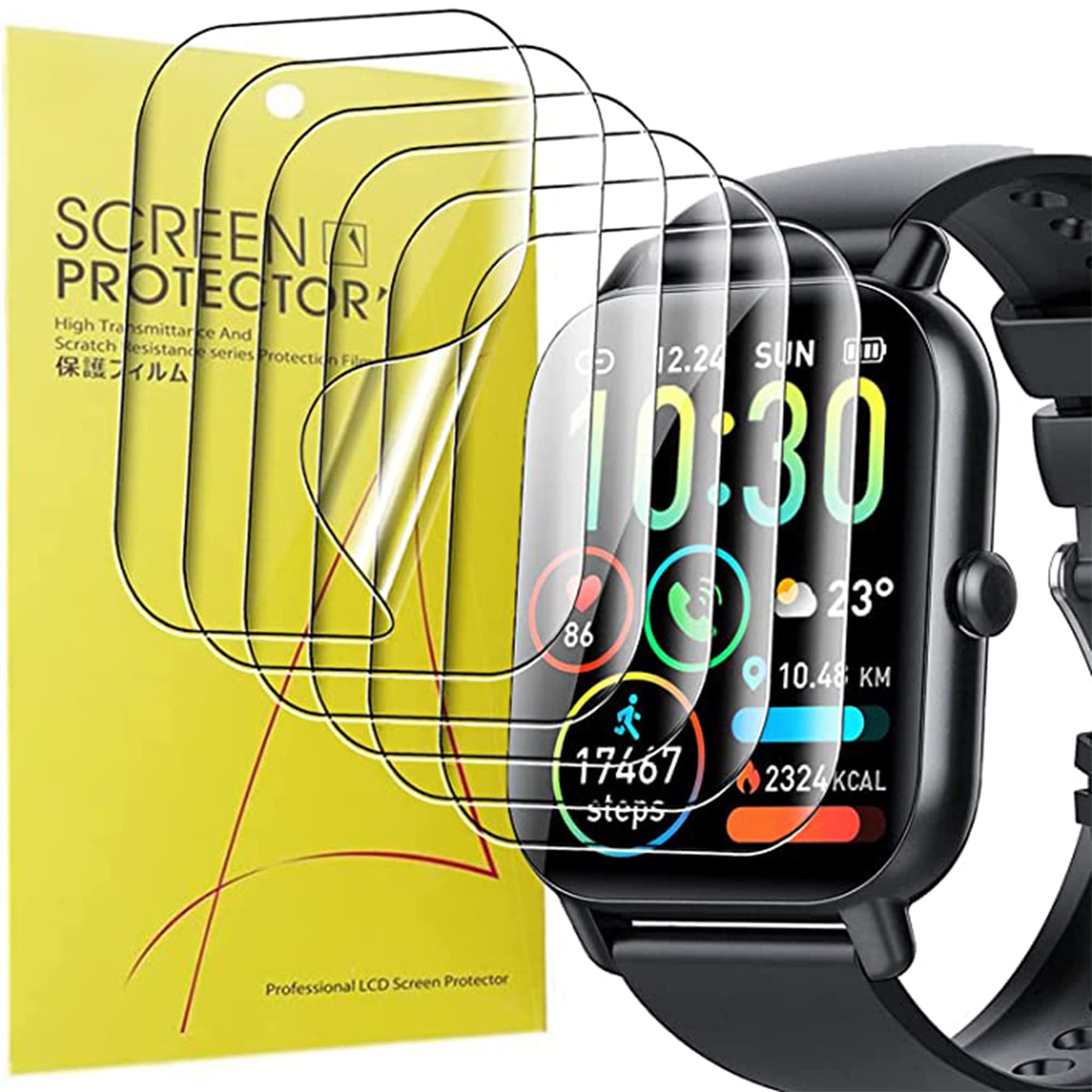 Blueshaweu Compatible for Ddidbi Smartwatch 1.85 inch P66D Screen Protector, [6 Pack] Full Coverage TPU Clear Film Compatible with Ddidbi/Dotn/Aptkdoe P66D Smartwatch 1.85 inches (6 pack)