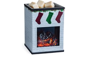 Candle Warmers ETC. Illumination Fragrance Warmer- Light-Up Warmer for Warming Scented Candle Wax Melts and Tarts or to Freshen Room, White Brick Holiday