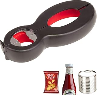 Westmark Multi-Öffner, Gummierte Innenfläche, 14 x 6 cm, Edelstahl/Kunststoff, Schwarz/Rot, 10552270