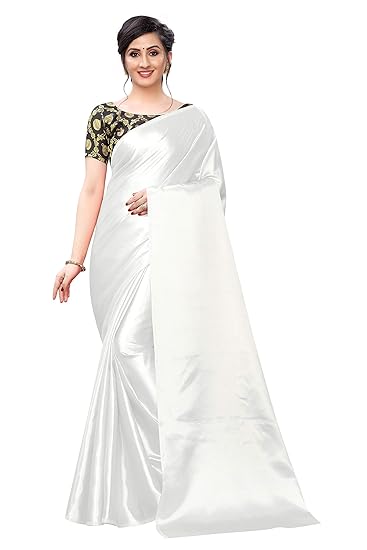 SATIN SILK SAREE WITH BROCKADE BLOUSE