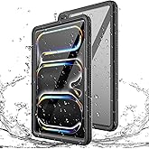 Miimall Waterproof Case for iPad Pro 13 inch 2024 M4, IP68 Waterproof Clear 360 Full-Body Ultra-Thin, Built-in Screen Protector, Shockproof Dust/Snow Proof Waterproof for iPad Pro 13 inch, Black