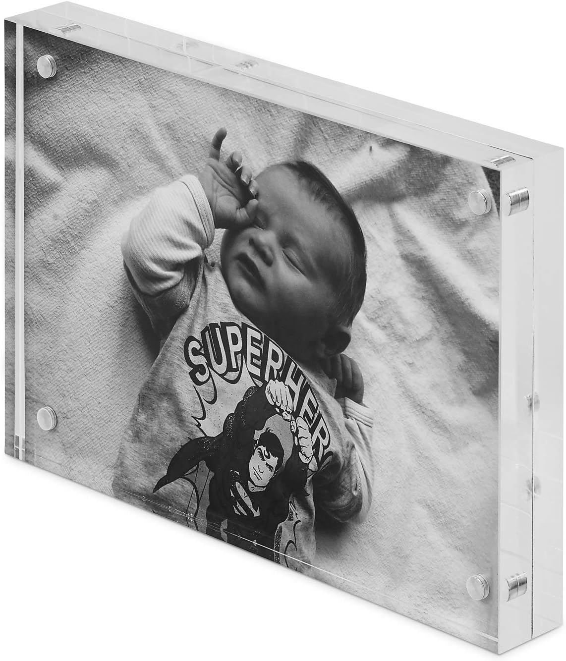 Scribble Magnetic 6 x 4 Inch Acrylic Photo Frame/Block, Free Standing, Use Horizontally or Vertically, Clear
