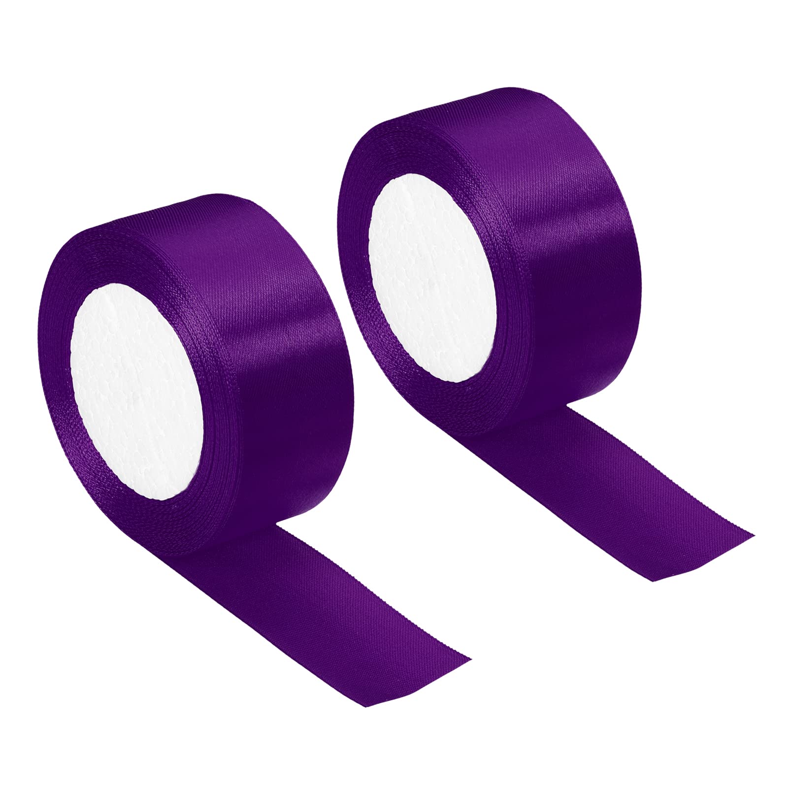 PATIKIL 1.5 Inch Wide 24 Yards Satin Ribbon, 2 Pack Double Face Solid Crafts Roll for Party Home DIY Wrapping Decoration, Purple