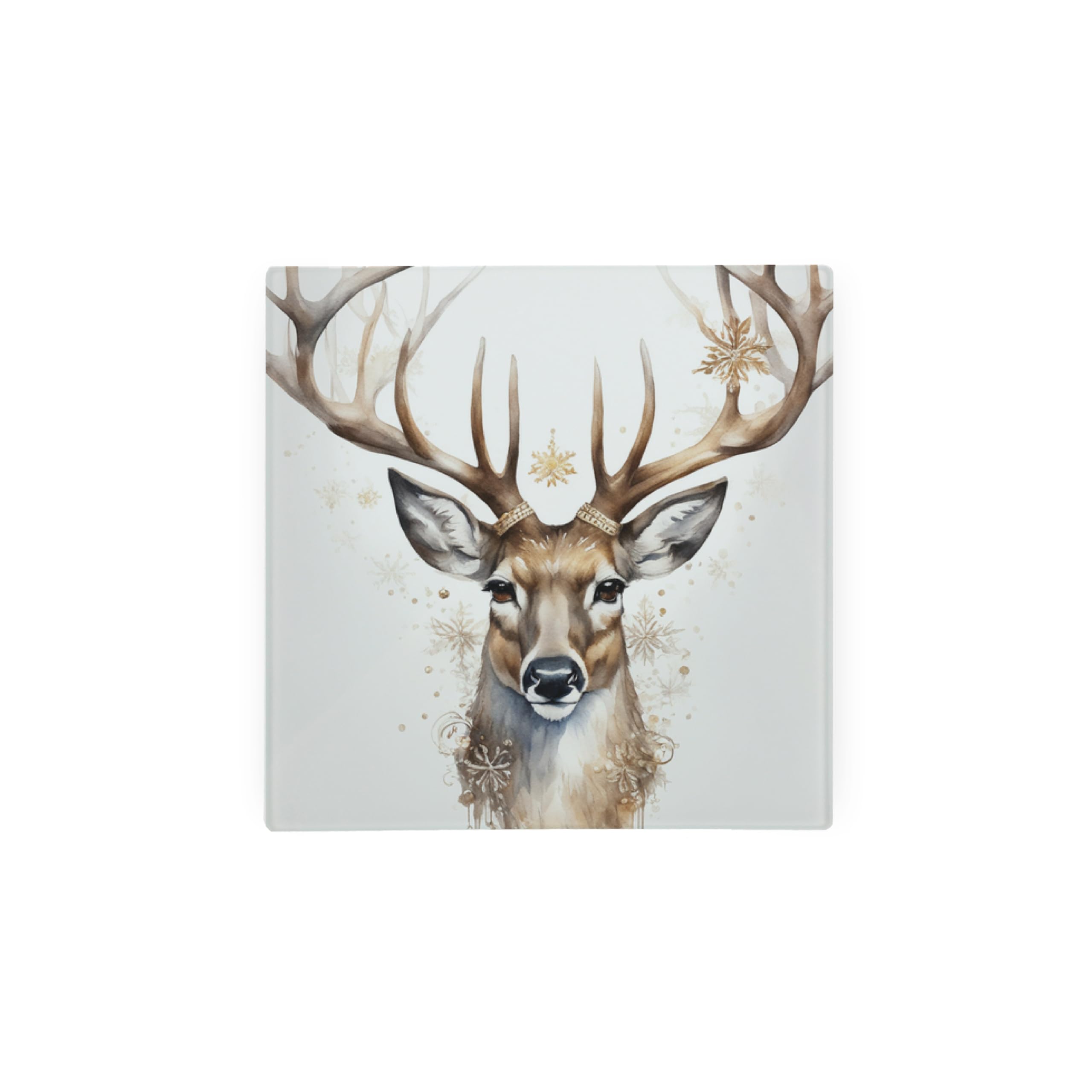 Deer Stag Glass Hot Pot Stand - Nature Animals Gift Trivet - Kitchen Chopping/Cutting Board Worktop Protector with Non-Slip Feet 20cm x 20cm (8" x 8")