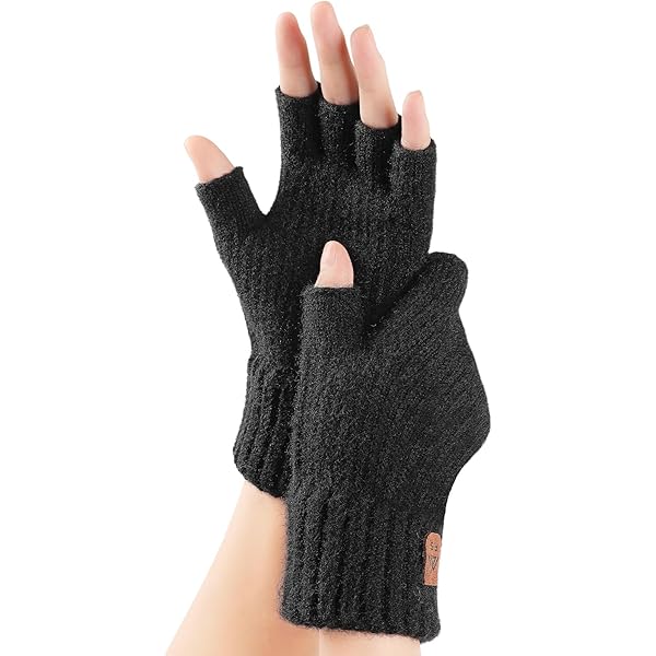 JYUYNY Fingerless Gloves for Women Men, Winter Warm Alpaca