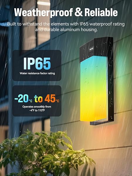 OIYN SMART OUTDOOR WALL LIGHT, RGBWW LED PORCH LIGHT WITH 30 SCENE MODES, 1500LM, IP65 WATERPROOF, DIY COLOR-CHANGING WALL LAMP FOR GARDEN, PATIO, CHRISTMAS AND HOLIDAY DECORATIONS – 1 PACK