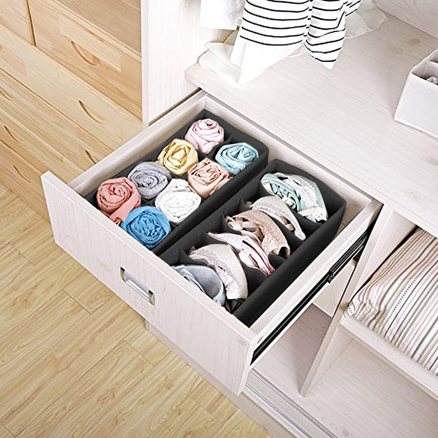 3 pezzi / 1 pezzo / Set da 3 pezzi, Organizer divisorio pieghevole per cassetti con 11 / 7 / 6 scomparti per biancheria intima, Scatola portaoggetti per biancheria intima, Scatola divisa