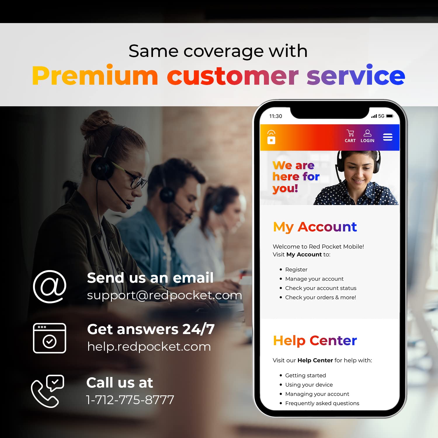 RedPocket Mobile $20/Month Phone Plan, Free SIM Card for T-Mobile-Compatible Phone, Unlimited Data, Talk & Text, 5GB High-Speed 5G & 4G Data