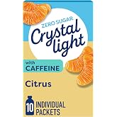 Crystal Light Drink Mix with Caffeine, 10 Packets Citrus, 0.9 oz | for Convenient On-the-Go Flavorful Hydration Zero Sugar 60mg Caffeine per serving