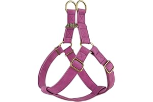 Didog Step in Dog Harness - PU Leather Dog Harness with Antique Bronze Metal Buckle, Easy Walk Dog Halter Harness for Medium Dogs Walking Training (Purple, S: Chest 16-22")