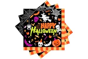 BFUN Halloween Napkins 3-ply Soft Paper Serviettes Disposable 50 count Halloween Luncheon Napkins Party Napkins 13”x13" for Spooky Halloween dinnerware Party Napkins Disposable Cocktail Napkins Tableware