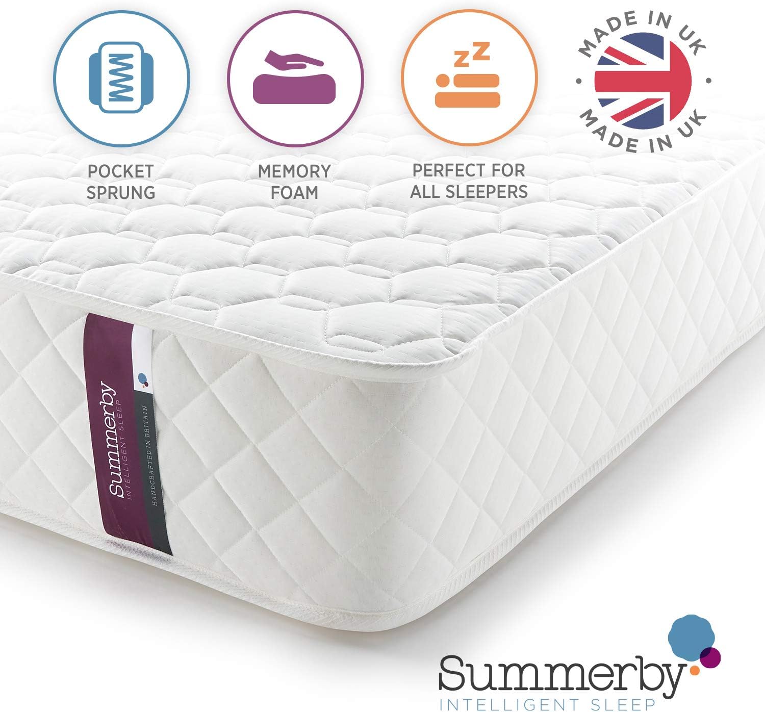 Summerby Sleep No 3. Single Mattress Medium Firm Memory Foam, Pocket Sprung