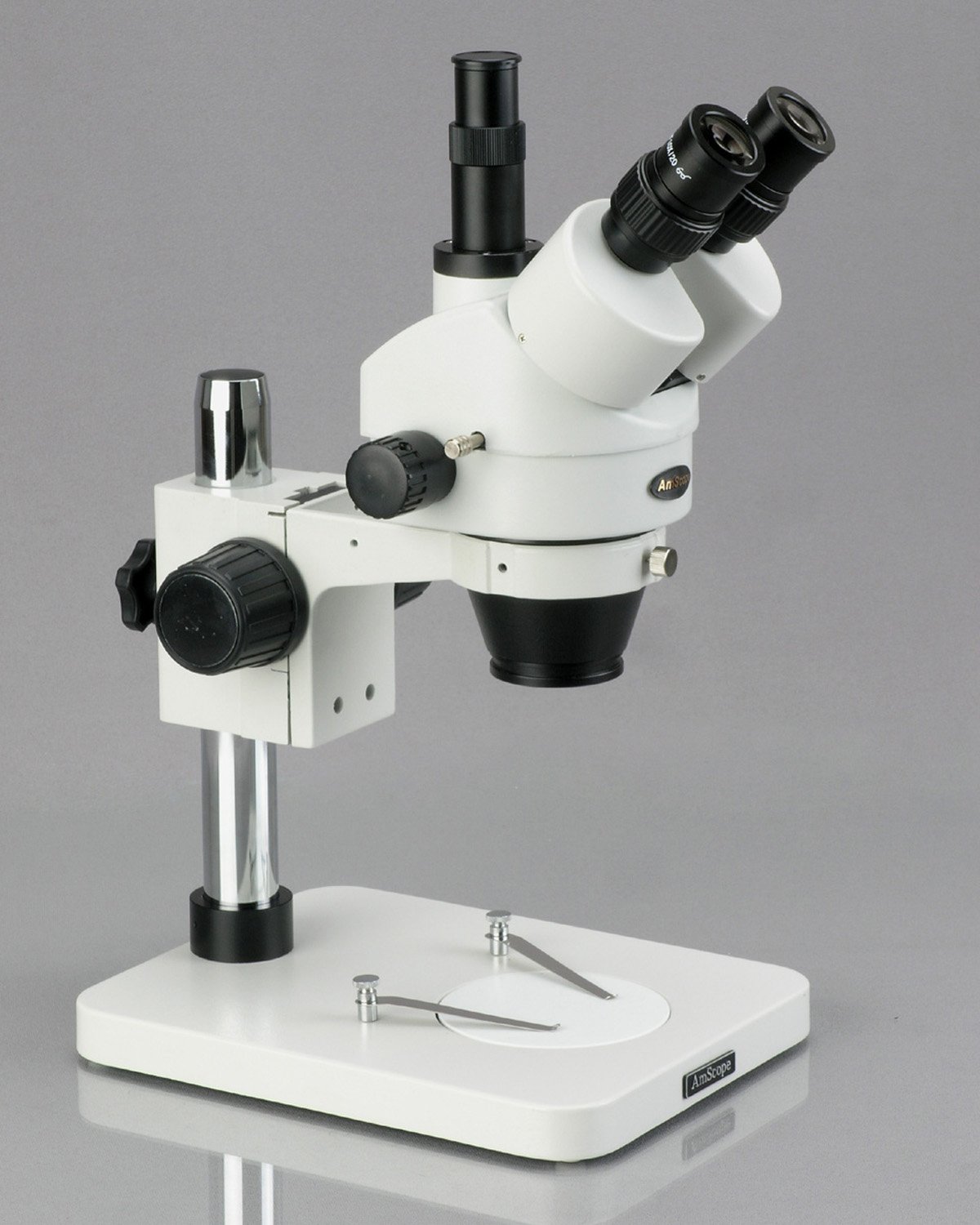 AmScope - 7X-45X Table Pillar Stand Zoom Magnification Trinocular Stereo Microscope - Image 4