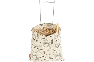 Hanging Clothespin Bag by Neatfreak - Wide Mouth Pin Collector Bag For Clothesline Clips & Wooden Laundry Pegs - Canvas Hanging Storage For Hanging Clothes Pins From Laundry Line - 28 x 2.2 x 30.5 Cm