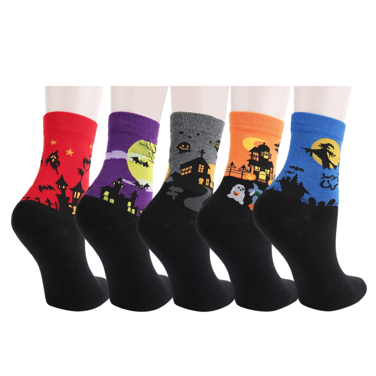 Happypop Women Ladies Girl Funny Halloween Socks Cartoon Animal Novelty Cute Socks Dog Cat Cotton Causal Crew Socks