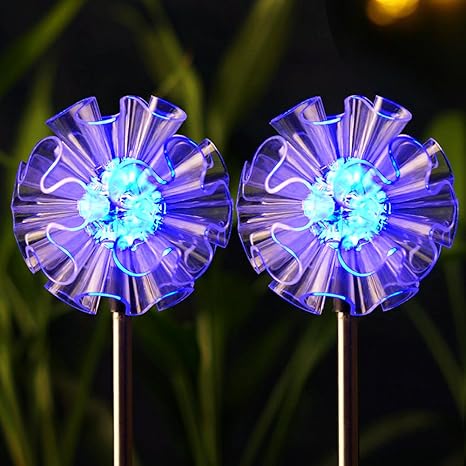 Bright Zeal Led Color Changing Solar Stake Lights Outdoor Set Of 2