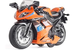 MING YING 66 Toy Motorcycle - Pull Back Toy Car with Sound and Light Toy,Toy Motorcycles for Boys,Toys for 3-9 Year Old Boys (Orange)