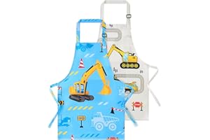 Kids Aprons - 2 Pack Kids Art Aprons for Kids Waterproof Toddler Chef Aprons for Cooking Baking Painting Gardening