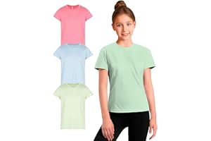 ULTRA PERFORMANCE Girl's Athletic Shirts 3 Pack Crew Neck Short Sleeve Tees Summer Active Tops for Teen Girls Soccer & Sports Tshirts for Teens