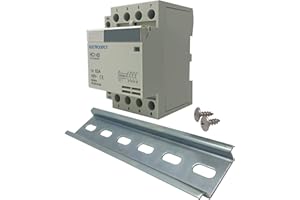 Electrodepot 60 Amp 4 Pole Normally Open Contactor, 110-120V Coil, Motor Load 40A, Lighting 63A Bundle with Slotted Steel Zinc Plated DIN Rail, 35 mm x 6 in – 1 Piece with 2#10 Screws