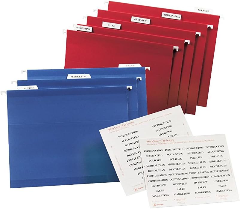 Avery WorkSaver Tab Inserts, 2 Inches, White, 100 Inserts (11136) : Hanging File Folder Tabs : Office Products