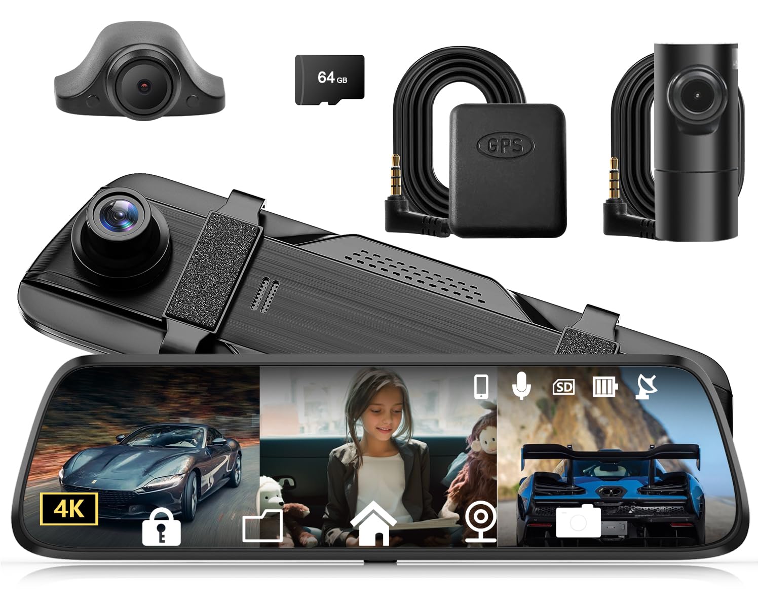 Amazon jelkuz 12 wifi mirror dash cam 4k rear view mirror camera