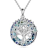16th 18th 30th 40th 50th 60th 70th 80th 90th 100th Birthday Gifts Necklace for Women Sterling Silver Tree of Life Necklace with Blue Crystal Mothers Day Christmas Jewelry Gifts for Mother Women Wife