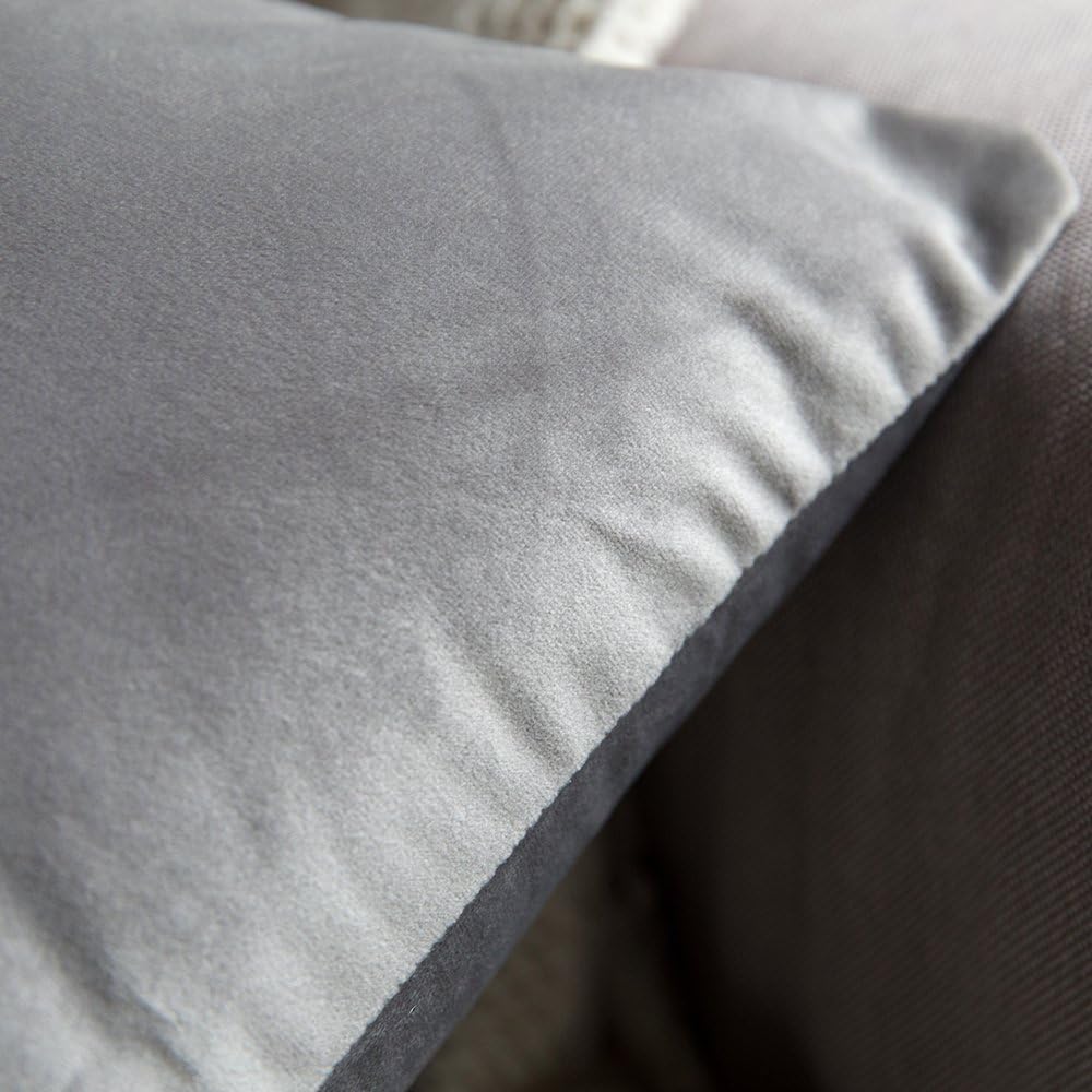 MIULEE Decorative Velvet Cushion Covers 55cm x 55cm/Square Throw Pillowcases for Sofa Bedroom with Invisible Zipper 22x22 Inches Sets of 2 Grey - Image 3