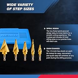 NEIKO 10173A Step Drill Bit Set for Metal and