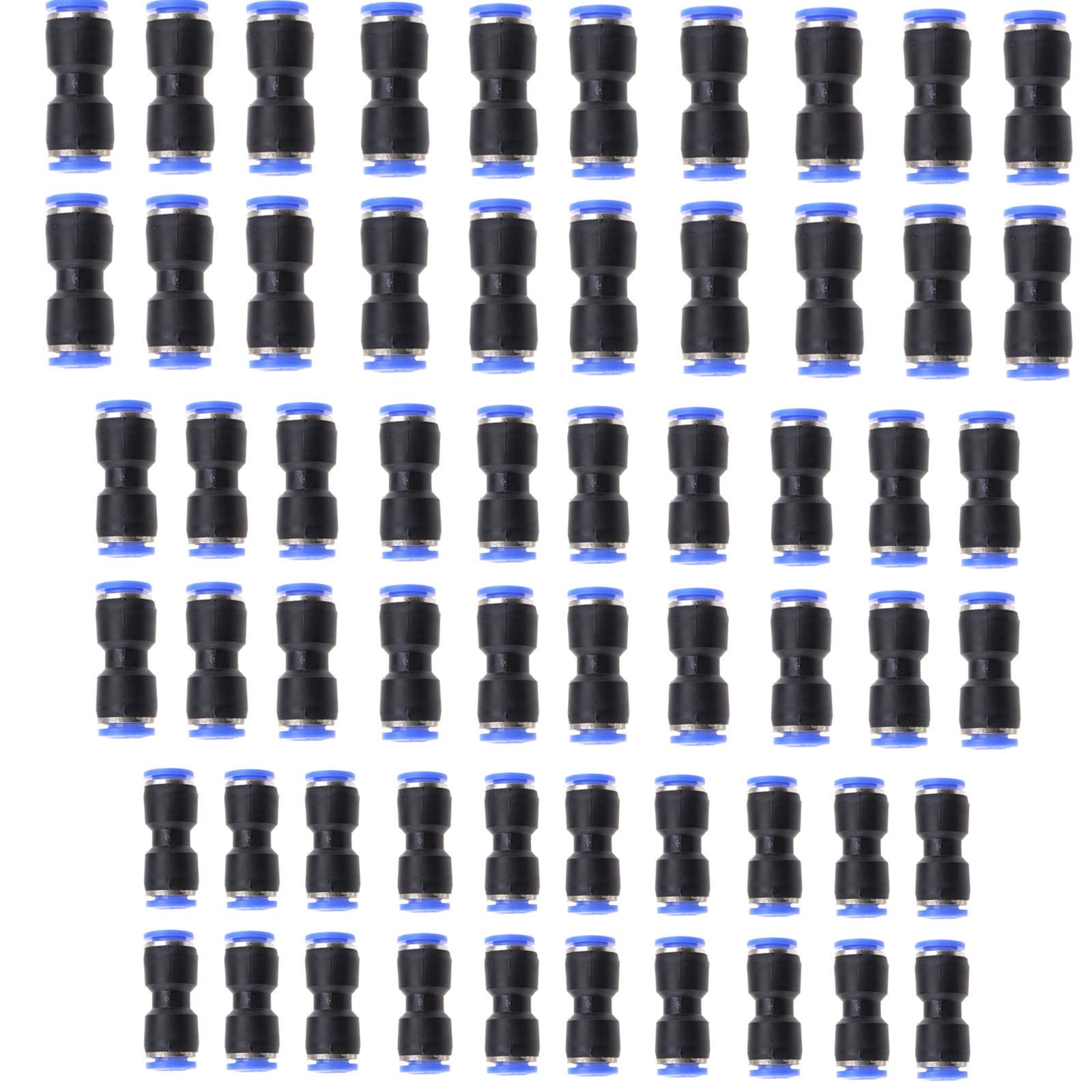 OTOTEC 60pcs Pneumatic Connectors, 6/8/10mm Pneumatic Straight Union Push Connectors Kit Tube Air Pipe Joint Two-Way Quick Release Air Line Fittings