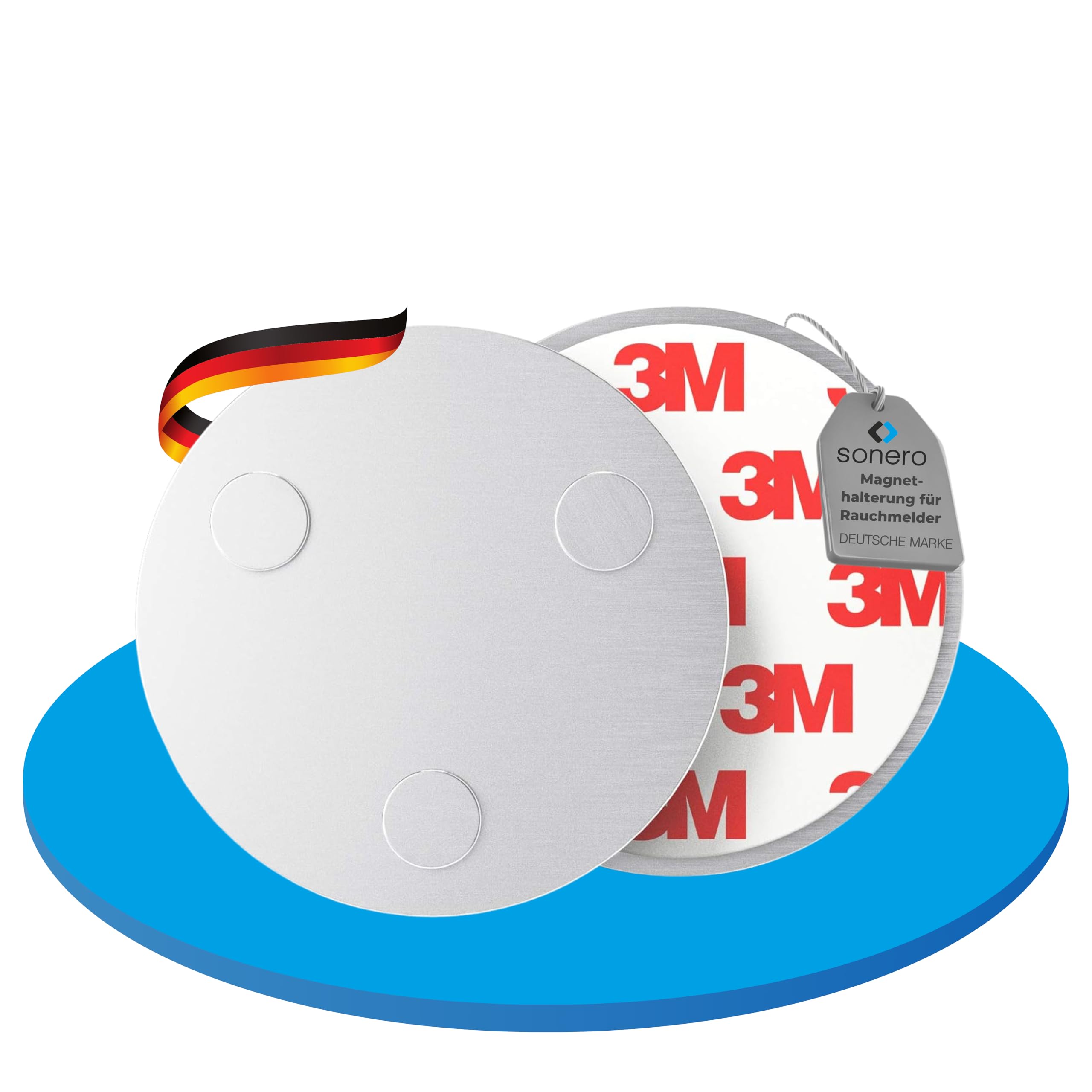 Sonero MH-070 Magnetic Holder for Smoke Detectors (Carbon Monoxide Detector and Other Products) Diameter 70 mm Extra Strong Magnets, 1 Piece Magnetic Holder, Set of 1