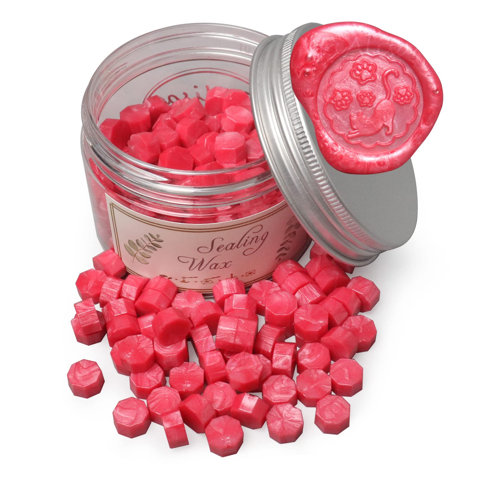 fsalisa 200pcs Wax Seal Beads Octagon Wax Sealing Beads for Wax Stamp Sealing Perfect for Christmas Cards, Envelopes, Wedding Invitations, Wine Packages, Letter Sealing (Rouge Pink) — image 1