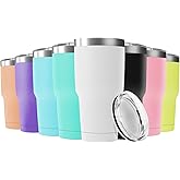 Deitybless 30oz Stainless Steel Travel Mug with Lid, 8 Pack Double Wall Vacuum Insulated Bulk Tumbler, Powder Coated Coffee Cup Suitable for Vehicle Cup Holders(Assorted Colors)