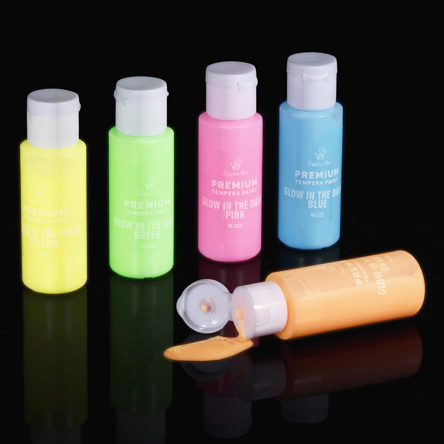 Kids Tempera Paint Set | Value Pack Includes 40 Washable Non-Toxic Colorful Paints (2oz bottles) & 15 Brushes | Metallic, Neon, Glow In The Dark, Glitter Paints | Paint For Arts & Crafts, Fun Projects: Toys & Games