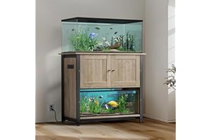 Tatub 40-50 Gallon Fish Tank Stand with Power Outlets, Metal Aquarium Stand with Accessories Storage, Heavy Duty Fish Tank Table Suitable for Turtle, Reptile Terrarium, 1000LBS Capacity