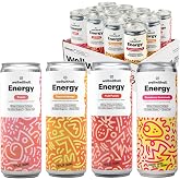 WellWithAll Energy Drink Variety Pack, Strawberry Lemonade, Fruit Punch, Tropical Mango, Peach Flavors, Caffeine from Tea, With Vitamin C, Lightly Sparkling Beverage, Juice Blend, 12 oz, 12-Pack