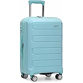 Traveler's Choice Pagosa Indestructible Hardshell Expandable Spinner Luggage, Baby Blue, 22-Inch Carry-on