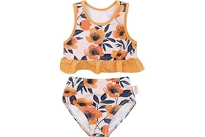 ALVABABY Baby Girl Swimsuit 2 Piece Bikini Toddler Infant Bathing Sleeveless Reusable Swimwear Beach Pool Swimming Lesson