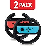 Nintendo Switch Steering Wheel Controller (2 Pack) by TalkWorks | Racing Games Accessories Joy Con Controller Grip for Mario Kart, Black
