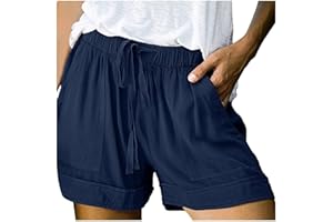 BAGELISE Womens Lightweight Shorts Casual Baggy Trendy Short Pants Elastic Waist Drawstring Comfy Shorts