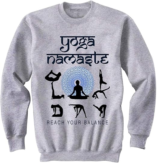 teesquare1st Men's Yoga Namaste 3 Grey Sweatshirt Amazon.co.uk Clothing