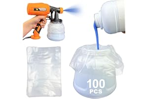 UIPLOIB 100PCS Paint Sprayer Cup Liners, 7.8" x 11.8" Disposable Paint Sprayer Bags, Replacement Canister Liners for Wagner Spray Gun & Other Paint Sprayers – Easy Cleanup for Painting Projects