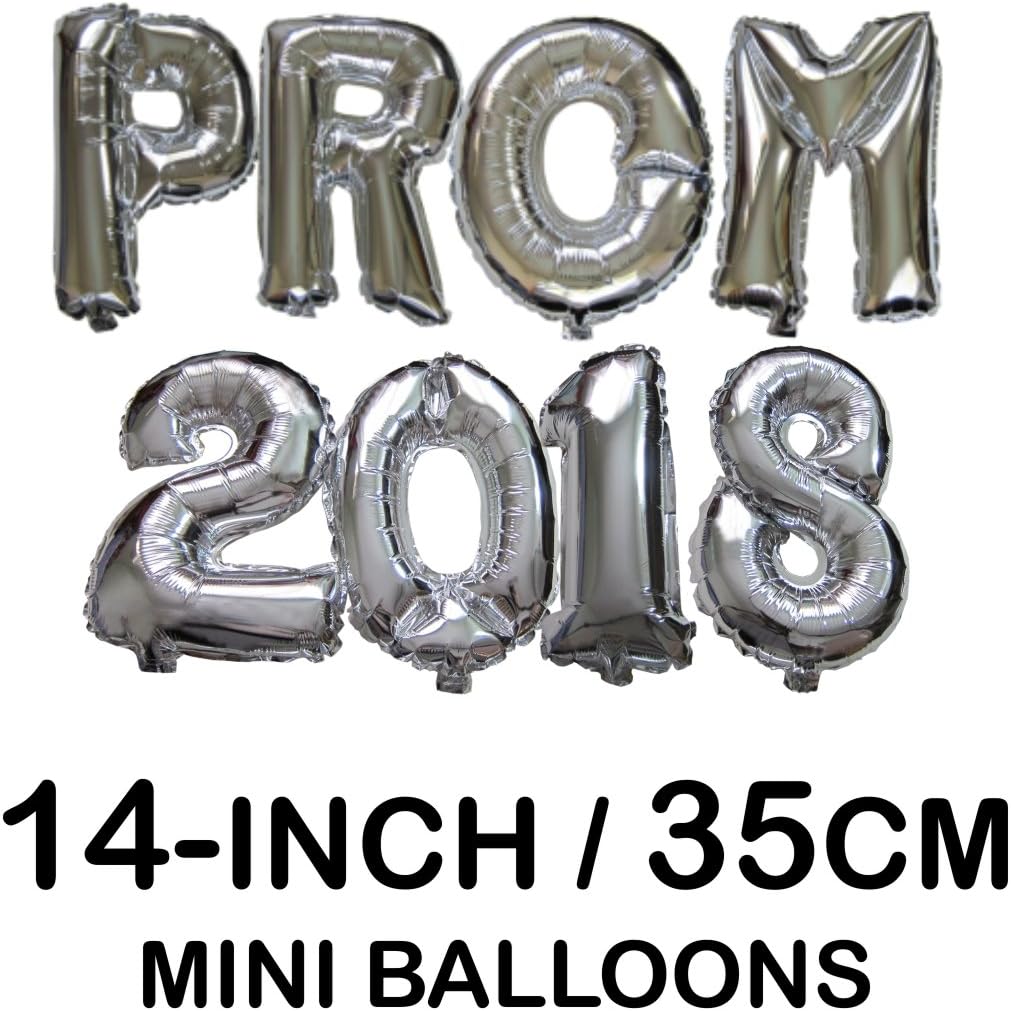 HappyMomentsClub Mylar Balloons Set (Prom 2018 Silver)