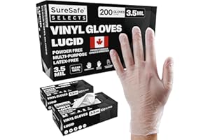 SURESAFE Clear Vinyl Gloves, 3.5 Mil Latex Free Disposable Gloves, Cleaning Gloves, Food Prep Gloves Disposable