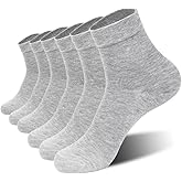 TUAN YUAN Bamboo Men Women Breathable Quarter Thin Ankle High Comfort Cool Soft Socks - 6 Pairs