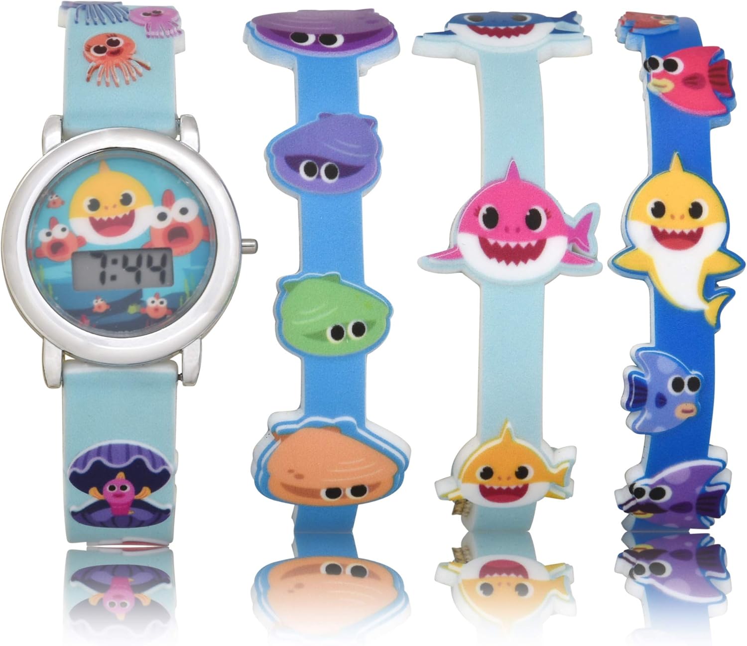 Baby Shark Kids' Quartz Watch with Plastic Strap, Blue, 18 (Model