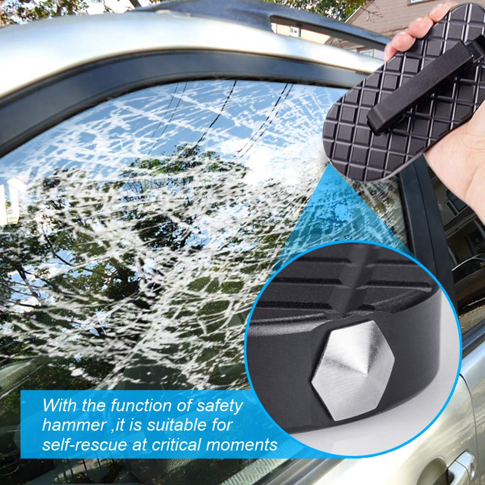 Car Doorstep Vehicle Folding Ladder Hooked on U Shaped Slam Latch Easy Access to Car Roof Rack Rooftop Assistance Doorstep with Safety Hammer Doorstep Black for Jeep SUV Off-Road Vehicles