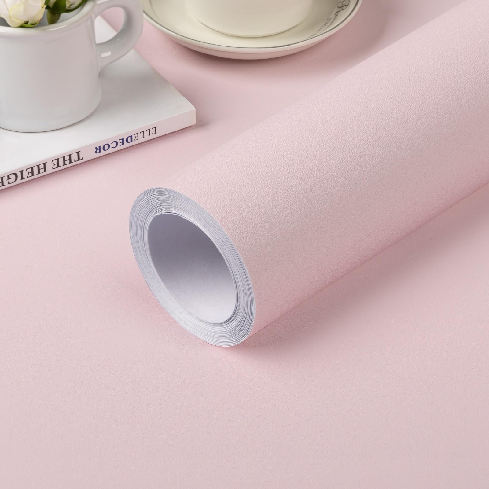 Photo 1 of practicalWs Pink Peel and Stick Wallpaper 15.7" x 118.1", Pink Contact Paper for Cabinets and Drawers, Self Adhesive Removable Vinyl Film Wallpaper for Bedroom Decorative Table and Wall Reform