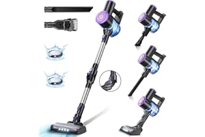 PRETTYCARELIFE Cordless Vacuum Cleaner, Self-Standing, 180°Bendable Wand, 6 in 1 Lightweight Stick Vacuum Cleaner, Powerful Suction, Vacuum Cleaner Cordless for Hardwood Floor Pet Hair (Purple)
